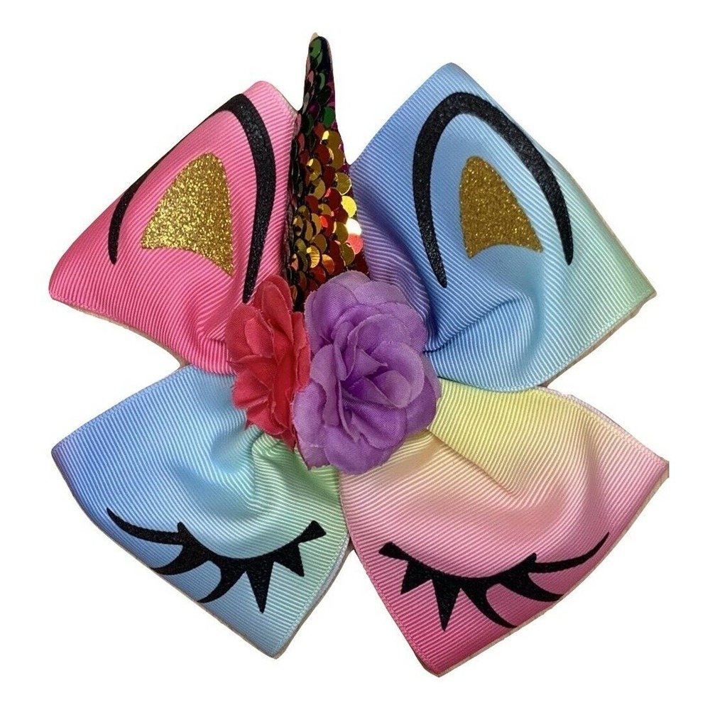 Rainbow Pink Purple Unicorn Bow